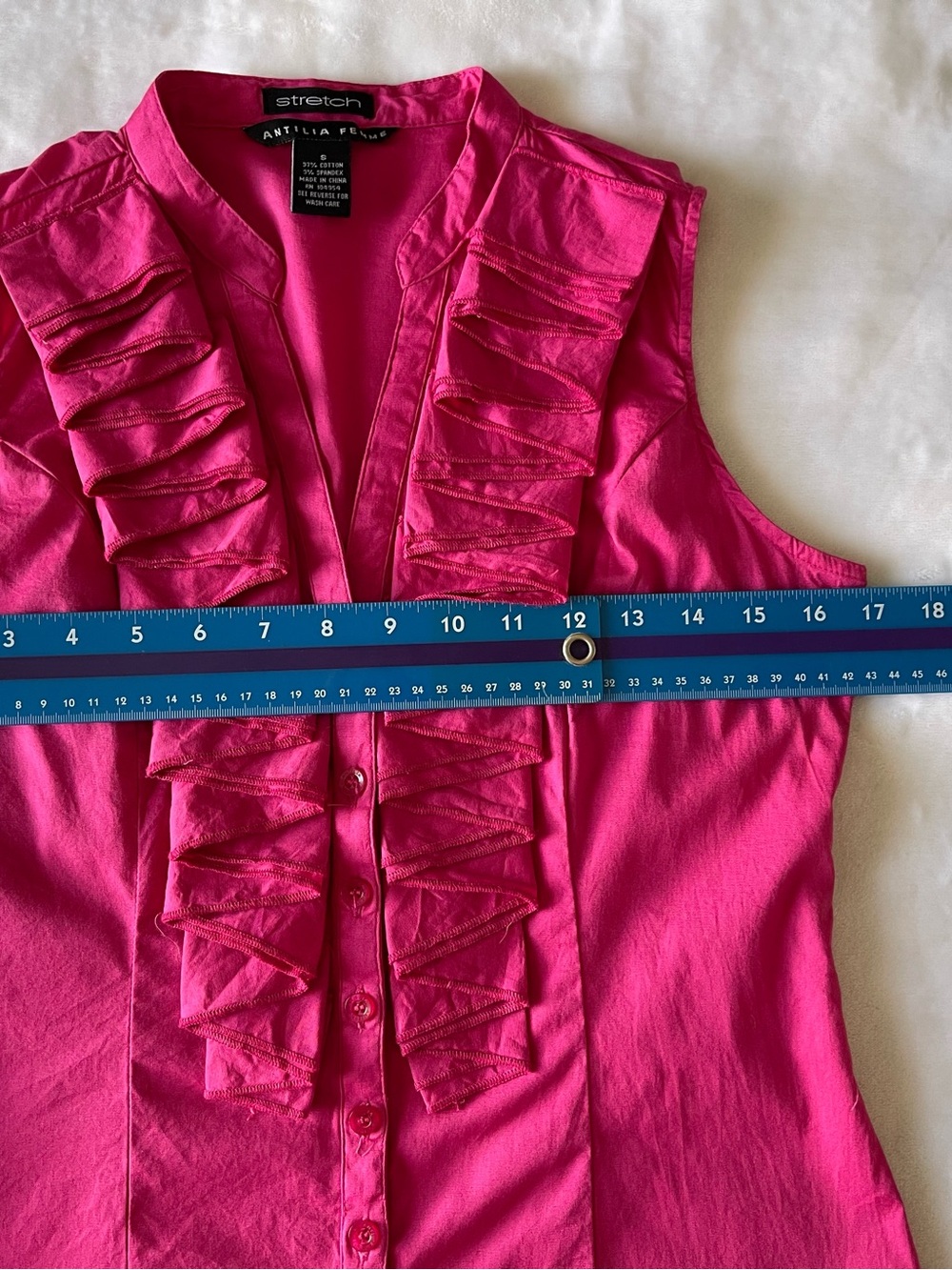 Antilia Femme Sleeveless Ruffle Front Blouse - Hot Pink - Picture 6 of 7